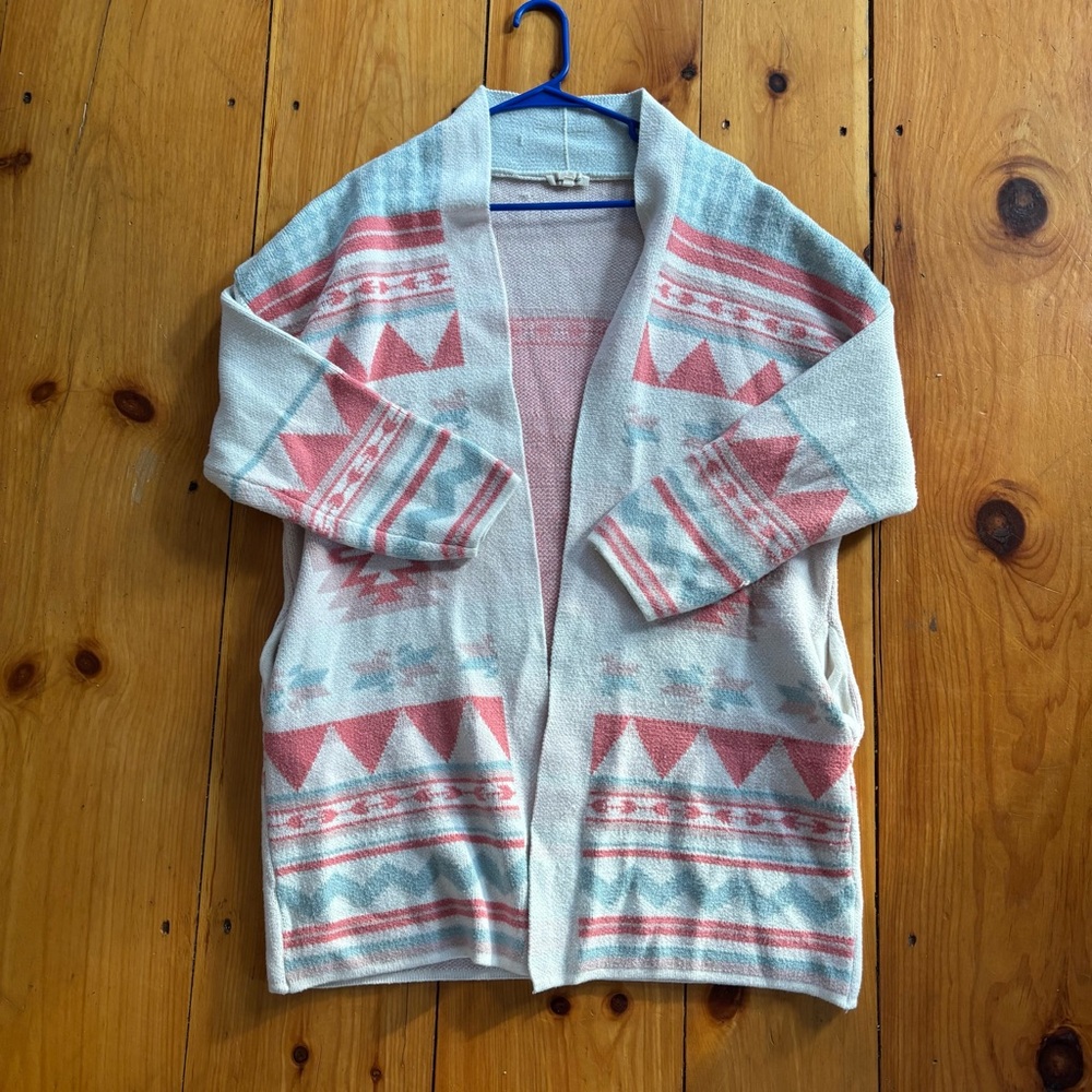 Lime & Chili Aztec Open Front Cardigan Sweater M/L Boho Tribal